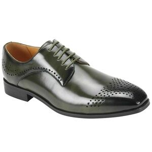 NWOB Mens Olive Green Diamond Cutout Dress Shoes Antonio Cerrelli Sz 10.5